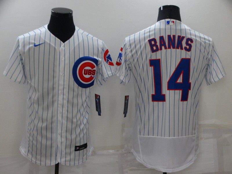 Men Chicago Cubs #14 Banks White Strip Elite 2022 Nike MLB Jersey->chicago cubs->MLB Jersey